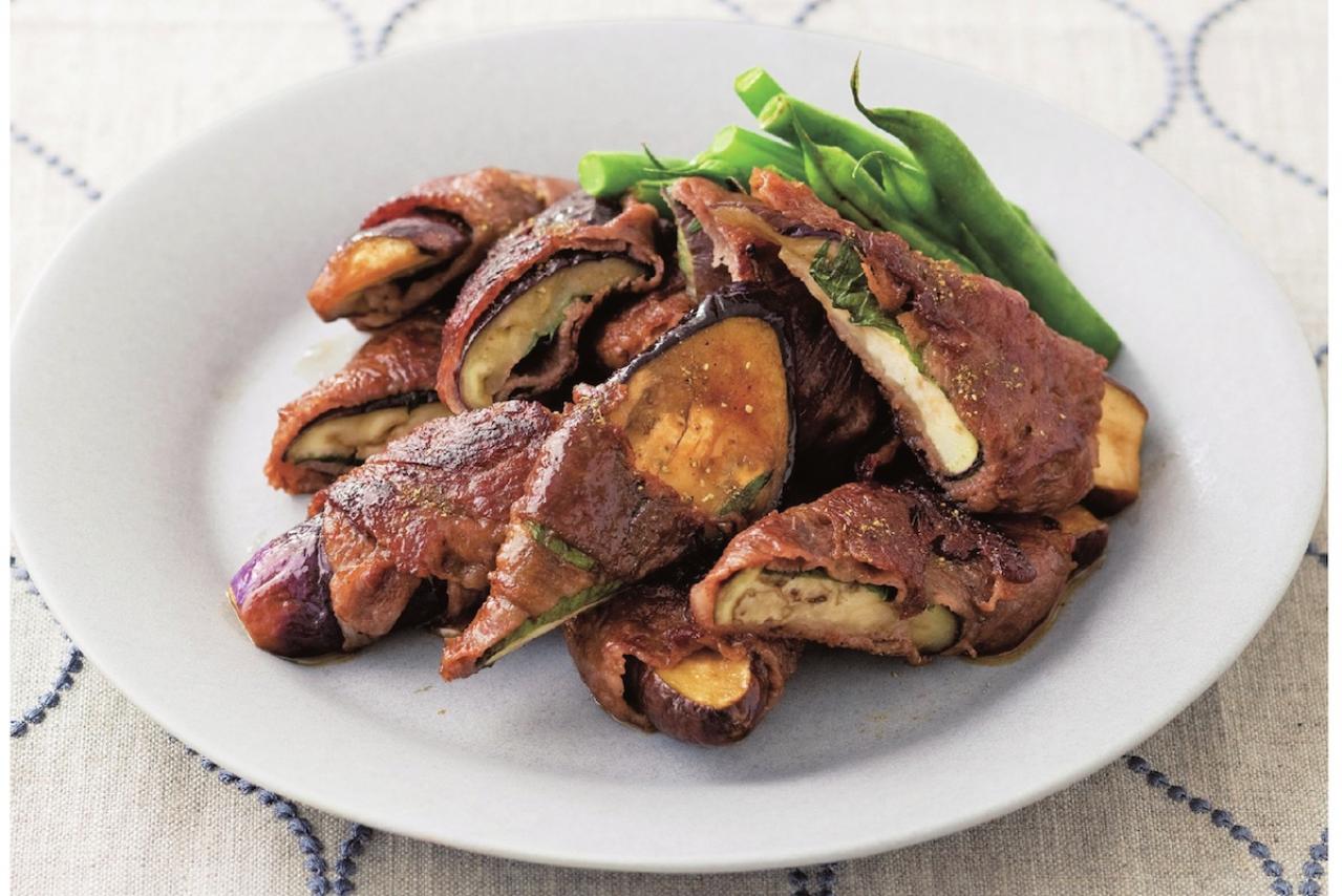 【なす】の簡単でおいしい主菜＆副菜2選「青じその肉巻きかば焼き」「しらすのしょうがじょうゆかけ」