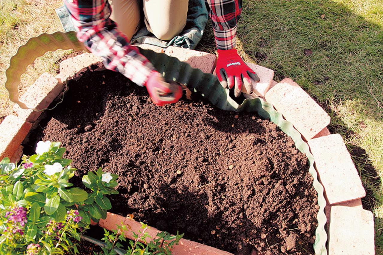 【狭い場所でのガーデニング】レンガを並べるだけで簡単、おしゃれな縁取り花壇のつくり方（画像15）