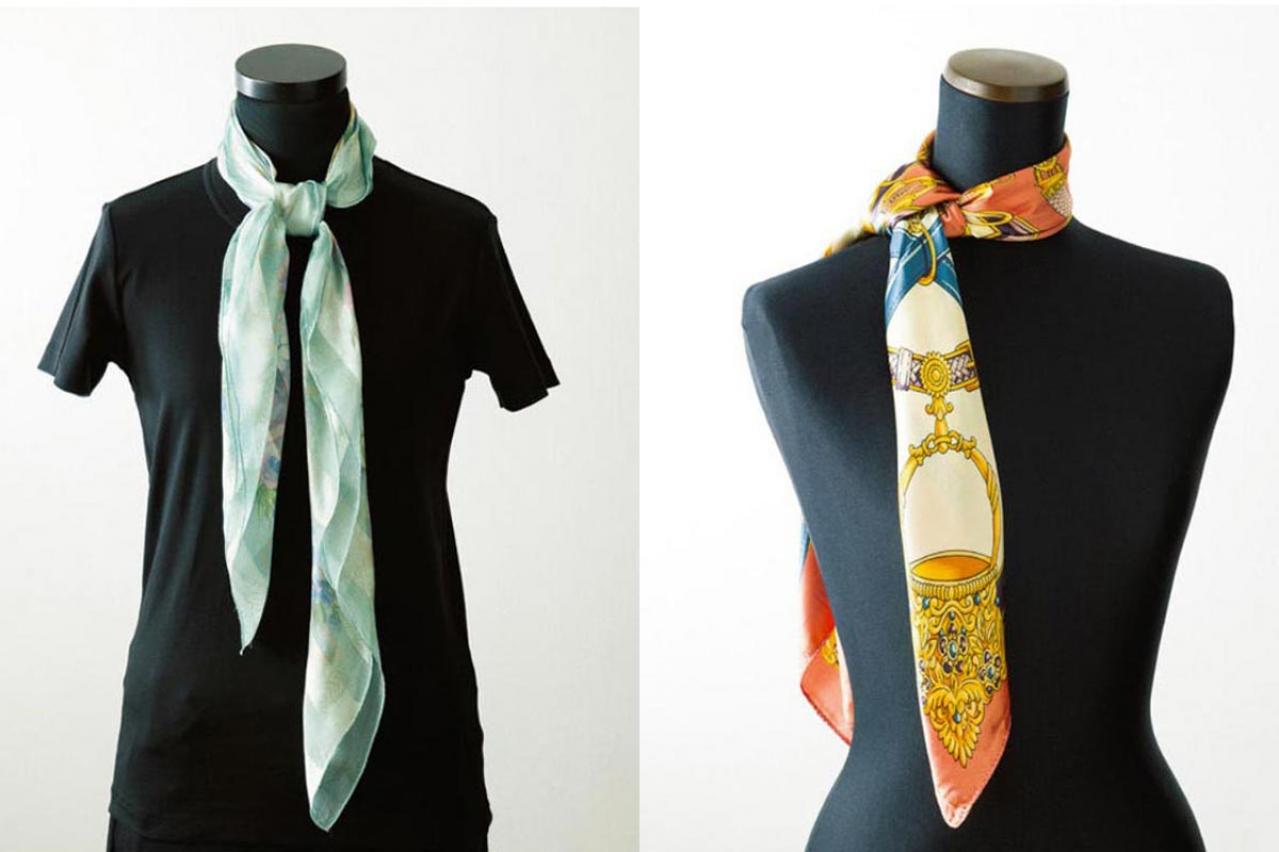 冷房対策にも！エレガントなスカーフの巻き方2選「ラッフル結び」と「固結び」