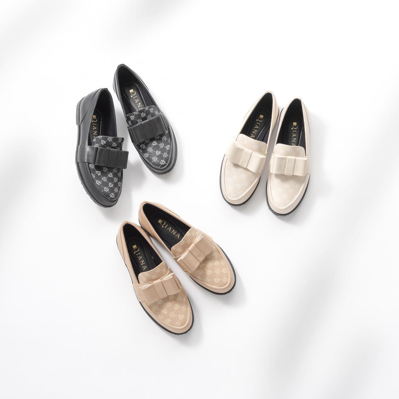 DIANAモノグラム柄ラバーローファー