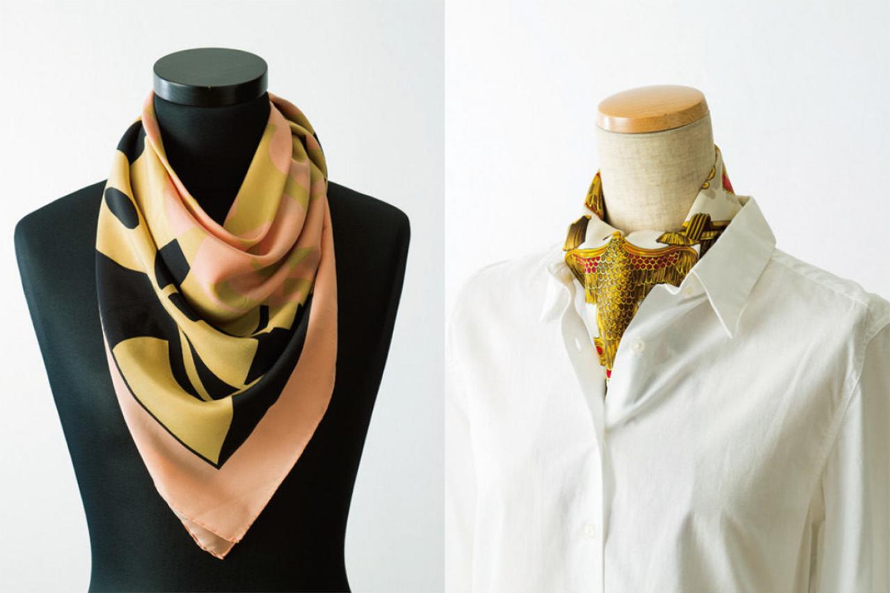 品良く優雅な定番スカーフの【巻き方2選】「オフタートル」と「アスコットタイ」