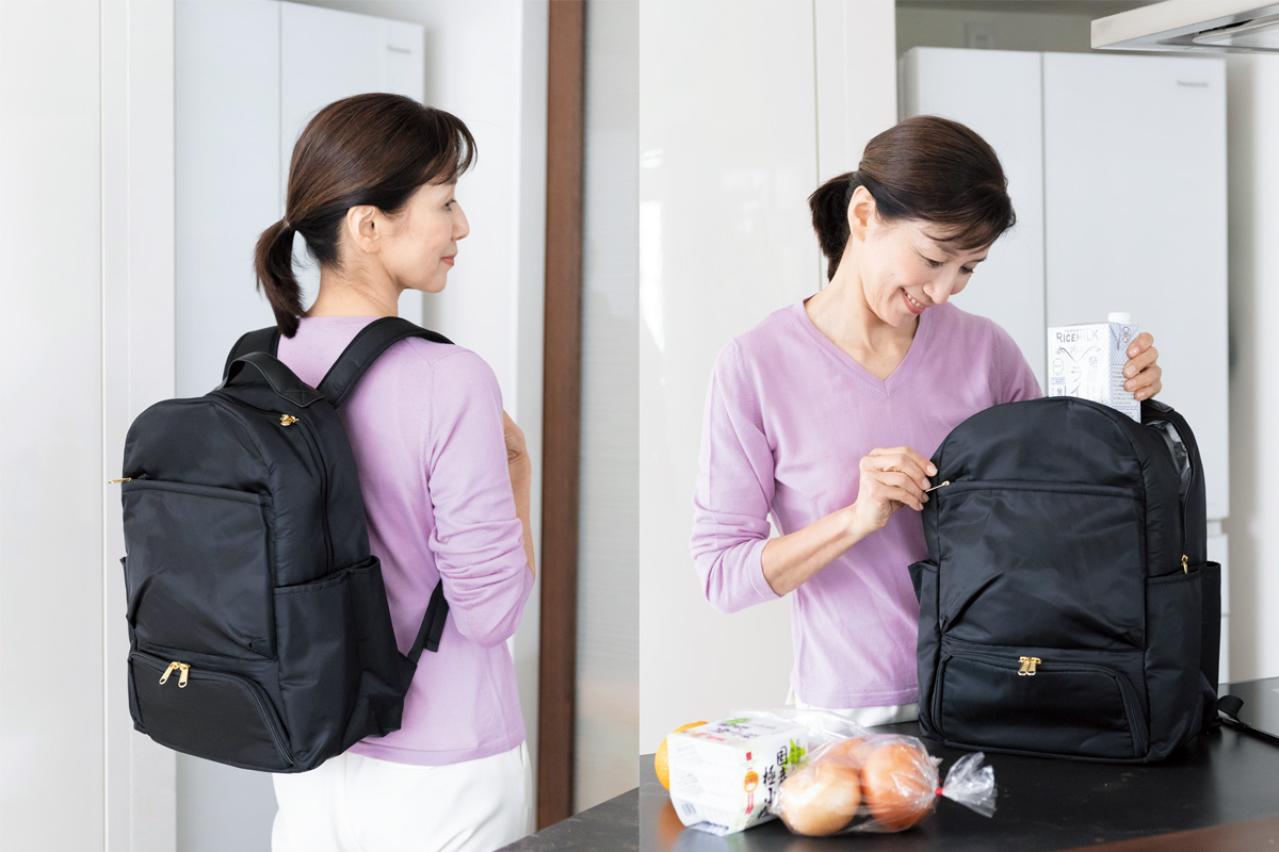 暑い日の買い物も涼やかに！「保温保冷 買い物らくらくリュック」旅行もアウトドアにも