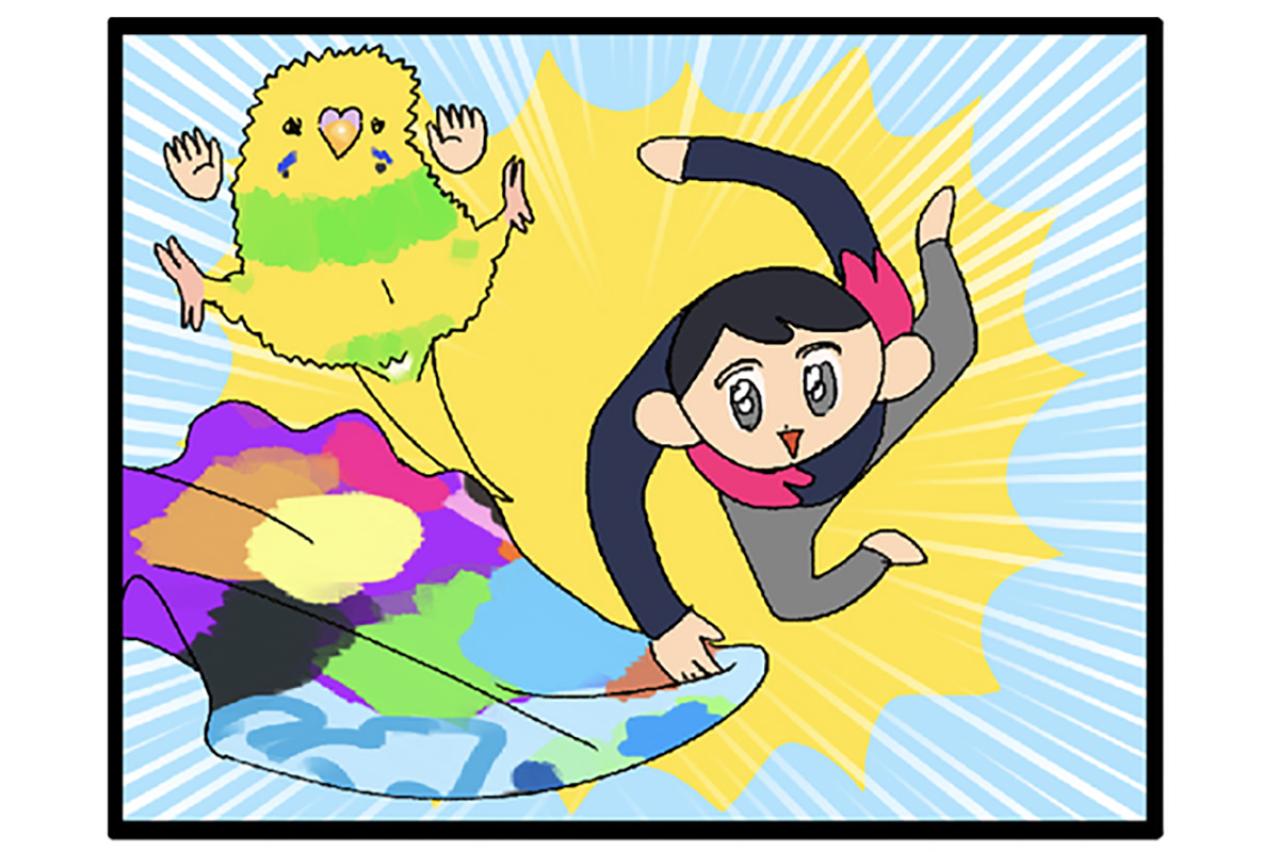 セキセイインコの寝起きルーティンと、何でも遊びに変える天才っぷり【鳥マンガ＃117】