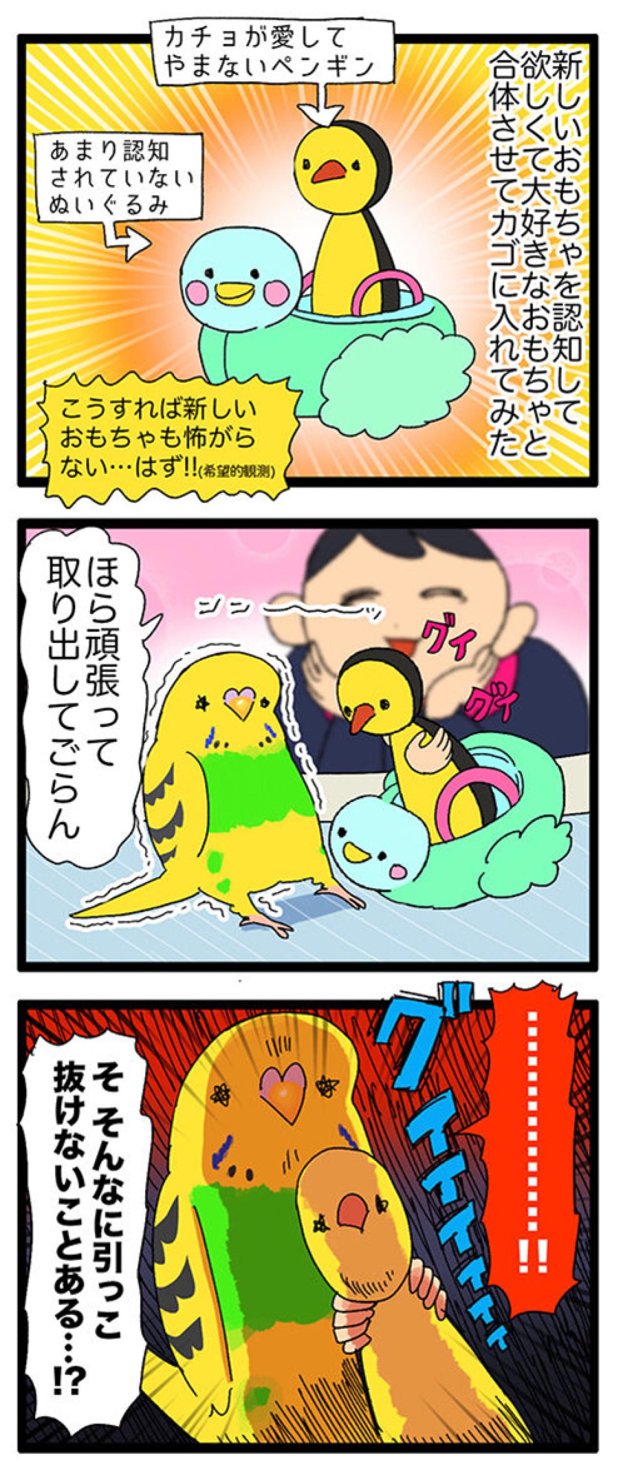 お気に入りグッズを救出!? セキセイインコの変わったおもちゃ遊び記録【鳥マンガ #125】（画像3）