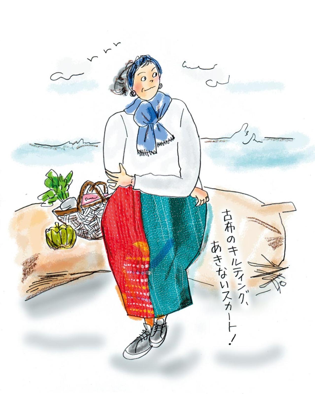 70歳から始めるおしゃれ！「整わない縫い目が愛しい」【本田葉子さん】刺子のスカート（画像2）