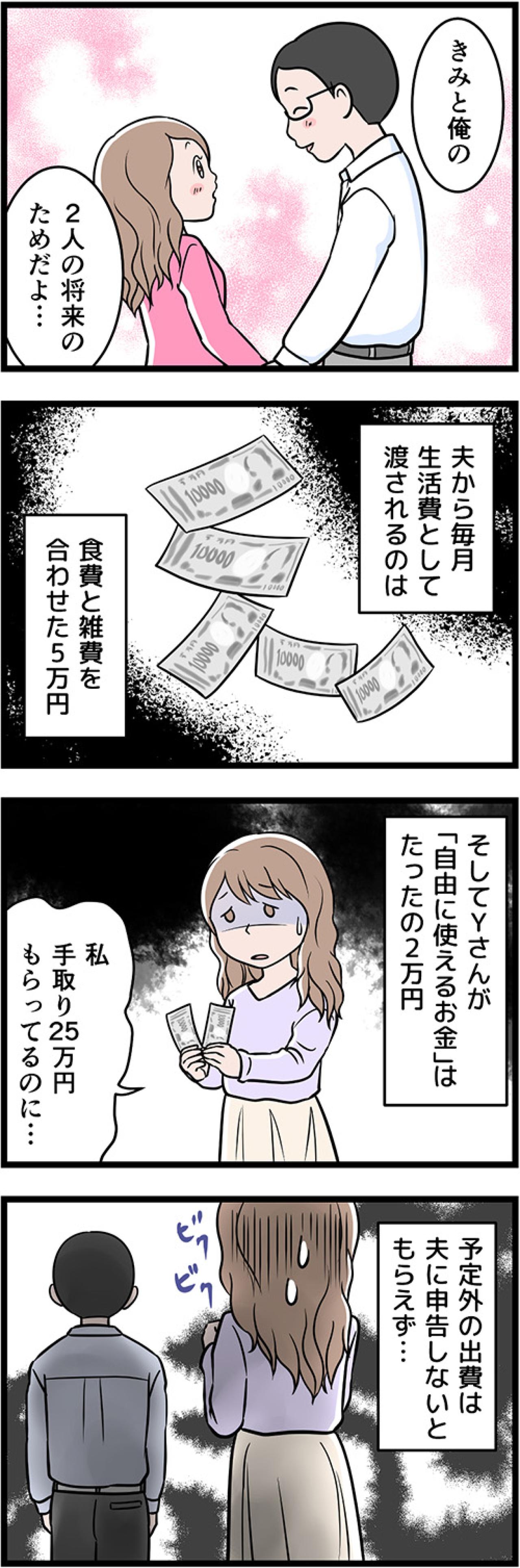 「妻の収入も管理する」と言うモラ夫、渡された生活費は月2万円…【うちの夫はモラハラでした #3】（画像3）