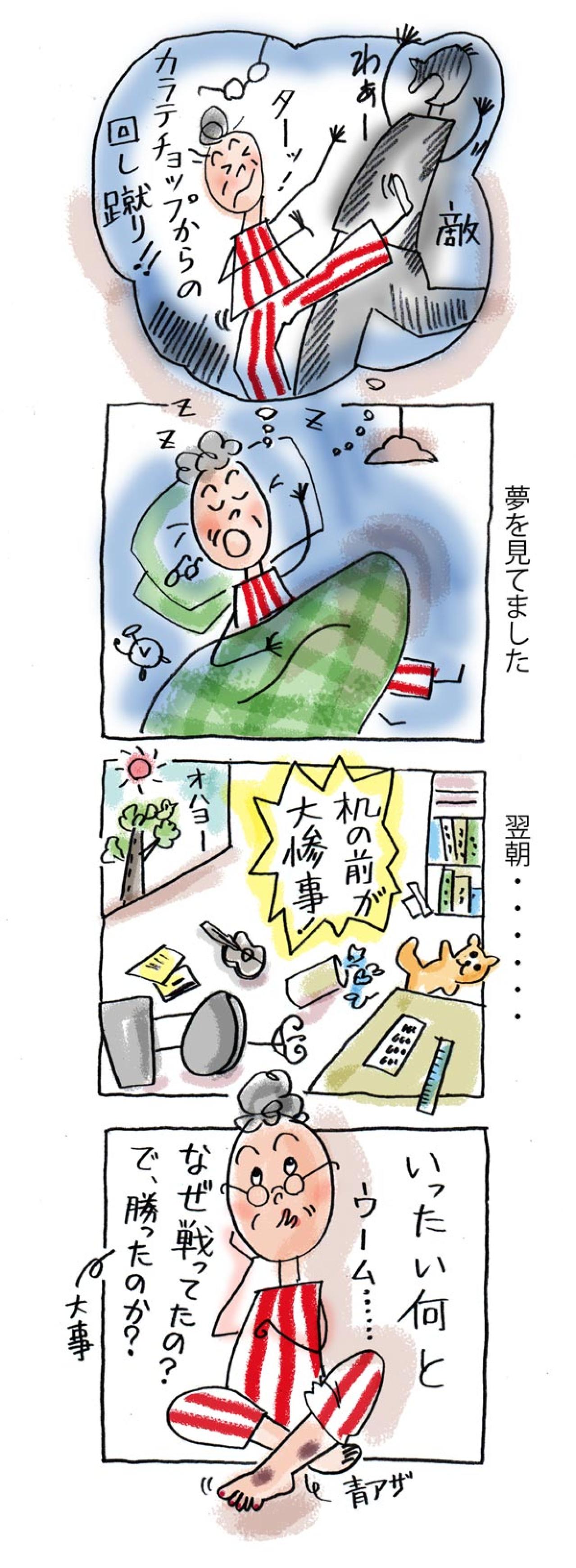 70歳イラストレーターが夢の中で回し蹴り！朝起きたら……！？【ほのぼのマンガ】本田葉子さん（画像3）