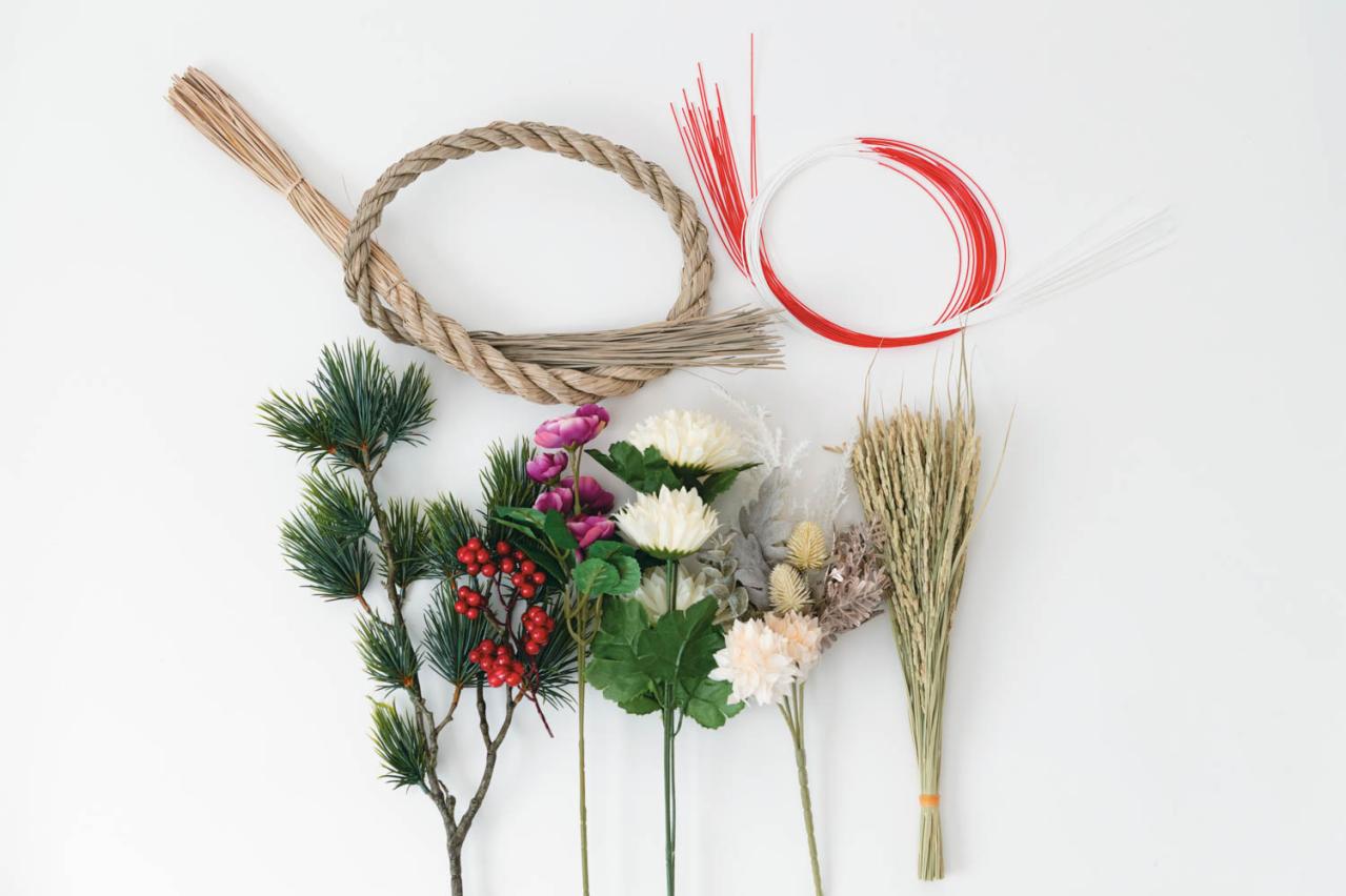 市販の材料で簡単！【しめ縄リース】マンションの玄関や洋間にも合うモダンなアレンジ（画像3）