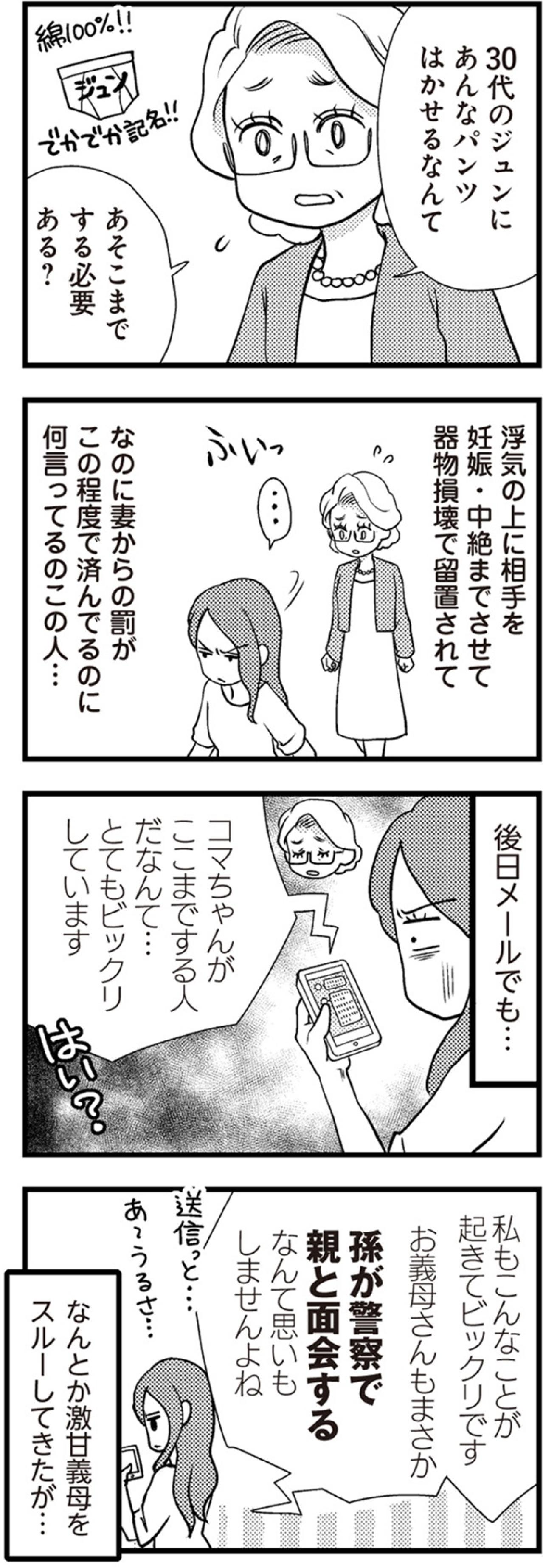 夫の不倫と逮捕すら妻のせい？過保護すぎる義母のあり得ない干渉に、サレ妻が選んだ反撃の道とは【サレ妻になり今は浮気探偵やってます#4】（画像2）