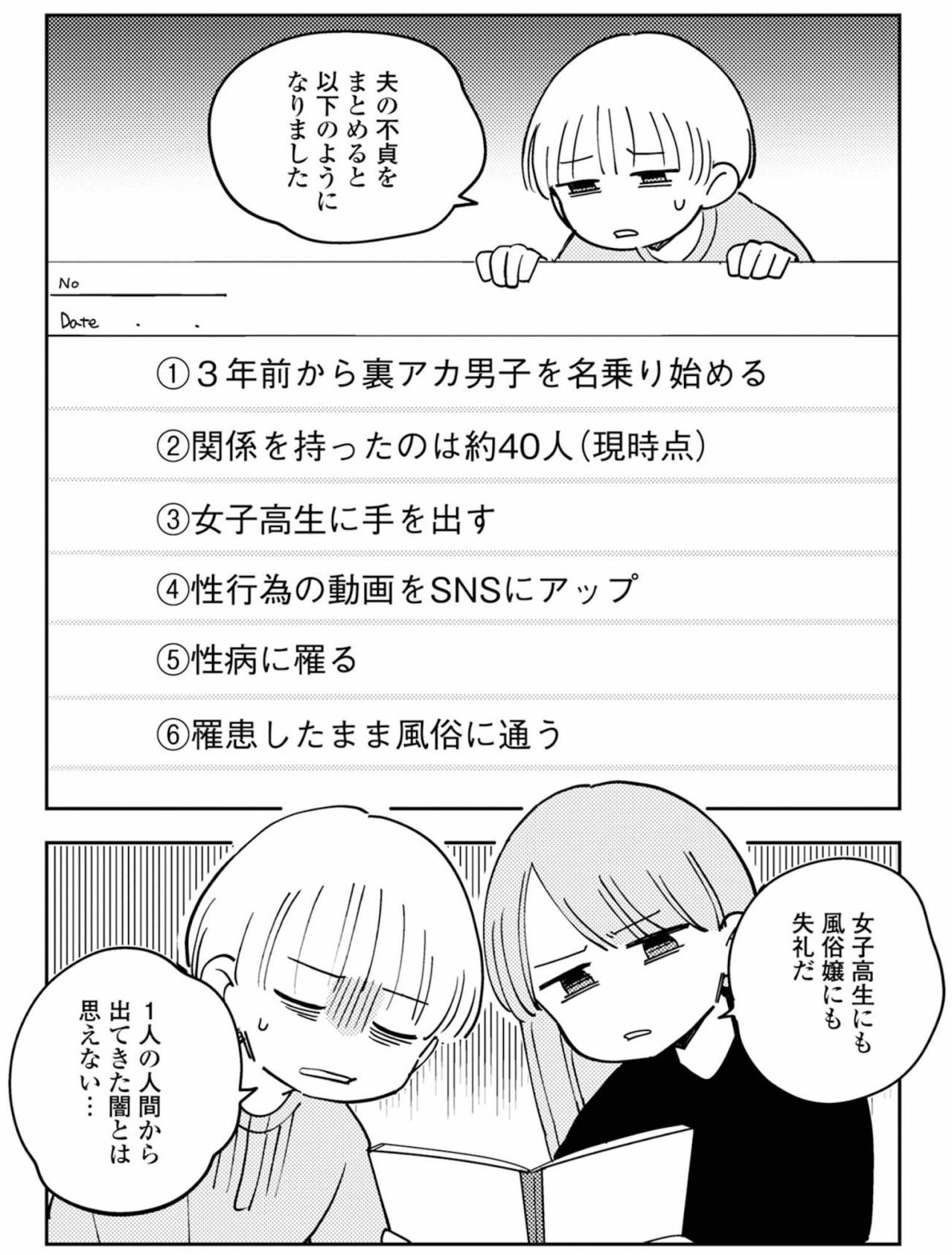 3年で約40人。ノートに並んだ不貞の記録が地獄すぎる【夫が裏アカで70人と不倫してました ～サレ妻1年生奮闘記～ #22】（画像4）
