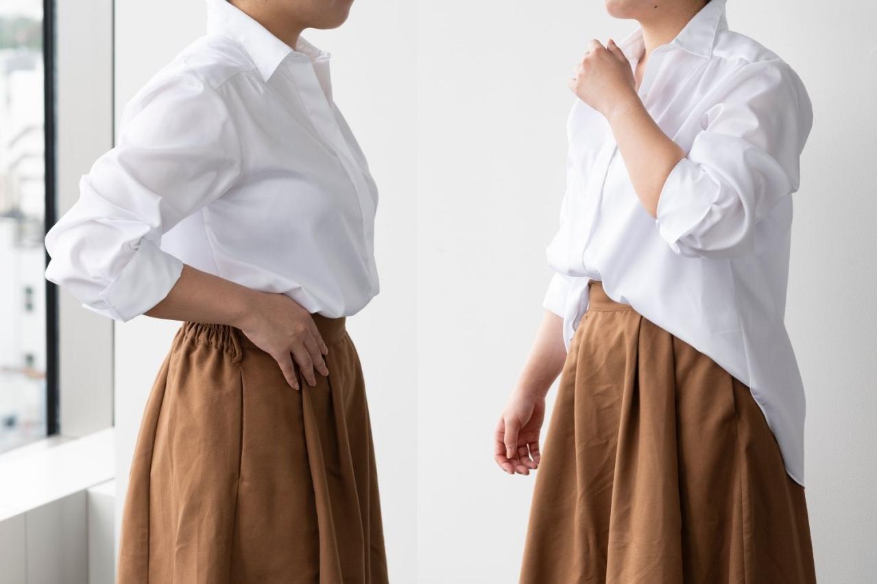 「体型カバー・シワになりにくい・着るだけでおしゃれ」を叶える一枚。「こんなの欲しかった！」を形にしたあやみん先生×CHOYA H.M.Gコラボシャツとは？（画像2）