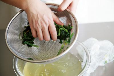 【ポリ袋とレンチン】で青菜のおひたしが手間なくできあがり！（サムネイル画像4）