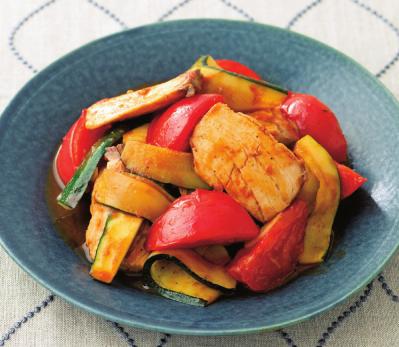 【トマト】の簡単でおいしい主菜＆副菜2選「ズッキーニとかじきのソース炒め」「アボカドのごましょうゆ和え」（サムネイル画像3）