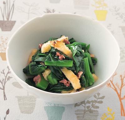 【ツルムラサキ】の簡単でおいしい主菜＆副菜2選「いかのカレーしょうゆ炒め」「焼き油揚げの梅しょうが和え」（サムネイル画像4）