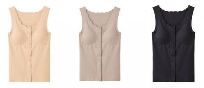 前あきカップ付きタンクトップ　左から、クリスタルベージュ、ローズグレー、ブラック（サムネイル画像）