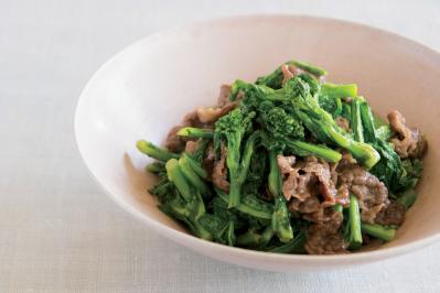 ビタミンCたっぷり【菜の花レシピ】旬を味わう主菜と主食2選「牛肉のしょうゆ炒め」「ツナの混ぜご飯」　