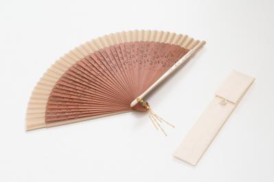 ベージュバラ柄扇子（サムネイル画像）