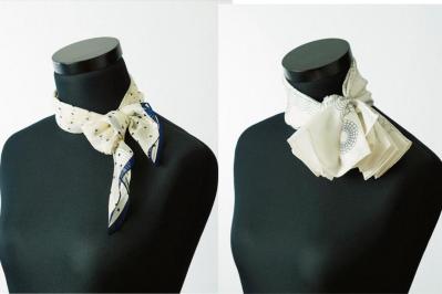 紫外線からも冷房の風からも首をガード【小さめスカーフ】1枚あればできる「ループリボン」と「ピエロ」（サムネイル画像）