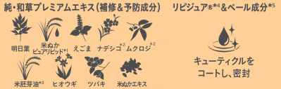 キューティクルをコートし、密封する「リピジュア®＆ベール成分」配合（サムネイル画像）