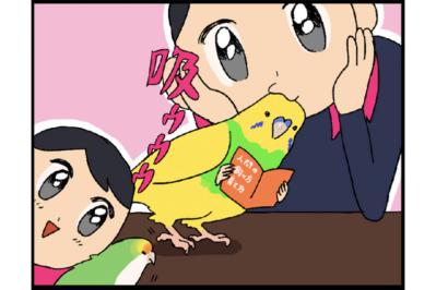 【鳥マンガ＃22】器用なゴルちゃんがアピールしながらしていたこととは？／飼い主あるある！幸せなインコ吸い