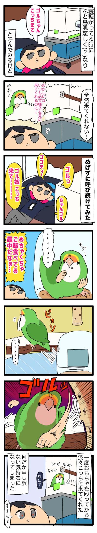 女帝インコが覚えた音真似／食事中のインコに声を掛けたら？【鳥マンガ＃54】（サムネイル画像4）