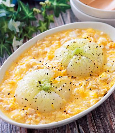目新しいおいしさ！【卵の超高速・節約レシピ】2選「丸ごと玉ねぎの卵そぼろあんかけ」「生おからのサラダ」（サムネイル画像2）