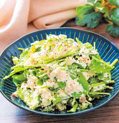 缶詰、加工品で簡単！【豆腐の超高速・節約レシピ】2選「ほうれんそうの豆腐マヨサラダ」「長いもと豆腐のふわふわ明太焼き」（サムネイル画像2）