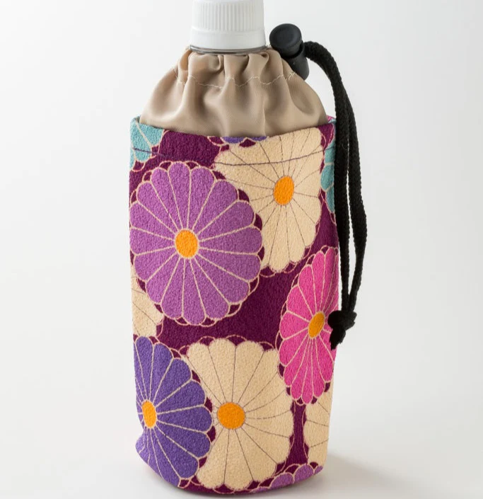 「江戸小紋の華やか柄」和KOMONO　ボトルケース（菊友禅　紫）
