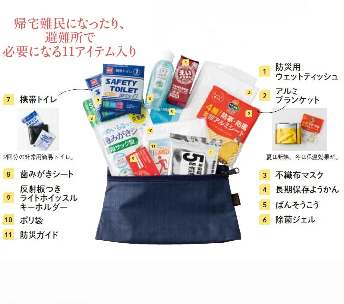 ゆうゆうオリジナル防災グッズ１１inポーチ（ネイビーパープル）