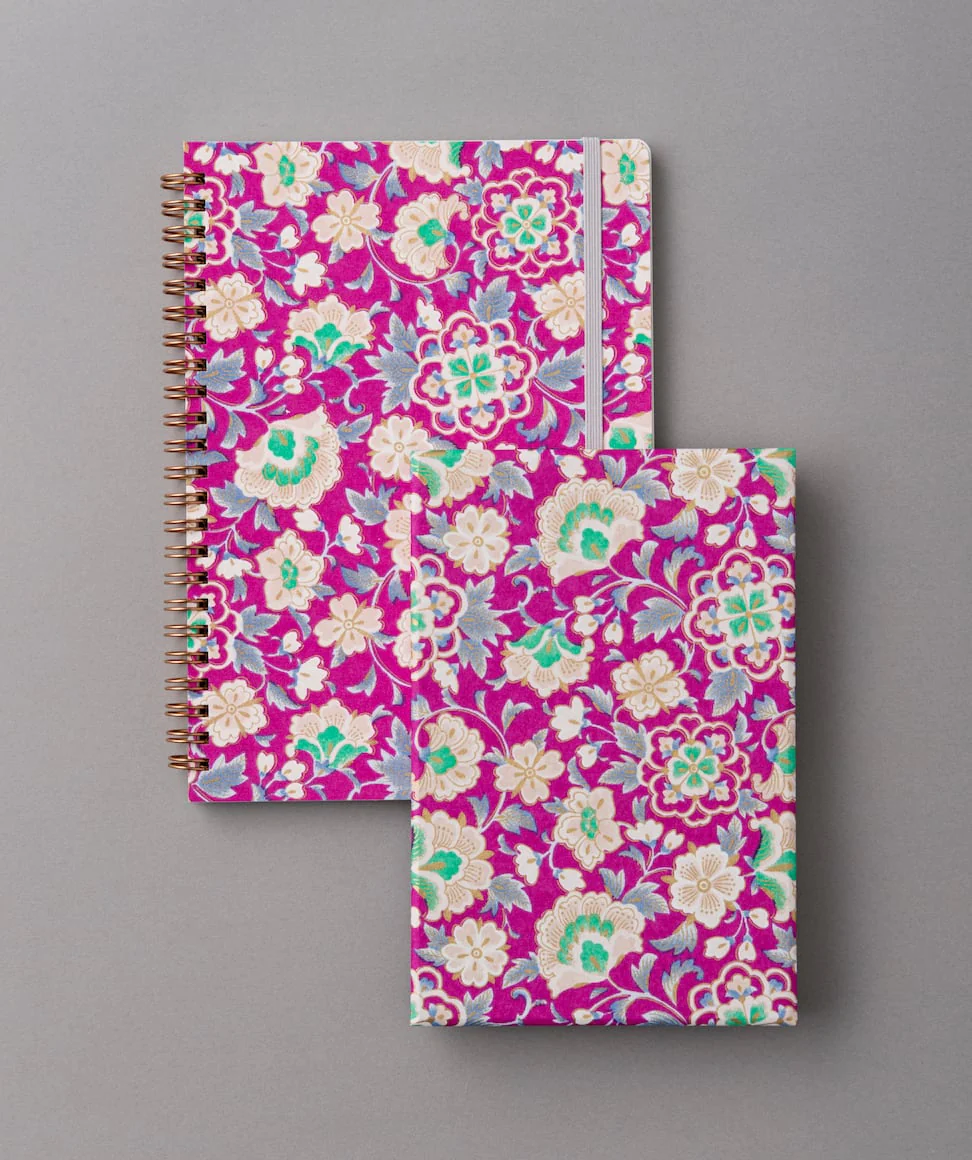 職人の手づくり 友禅和紙リングノート＆御朱印帳セット（紫）