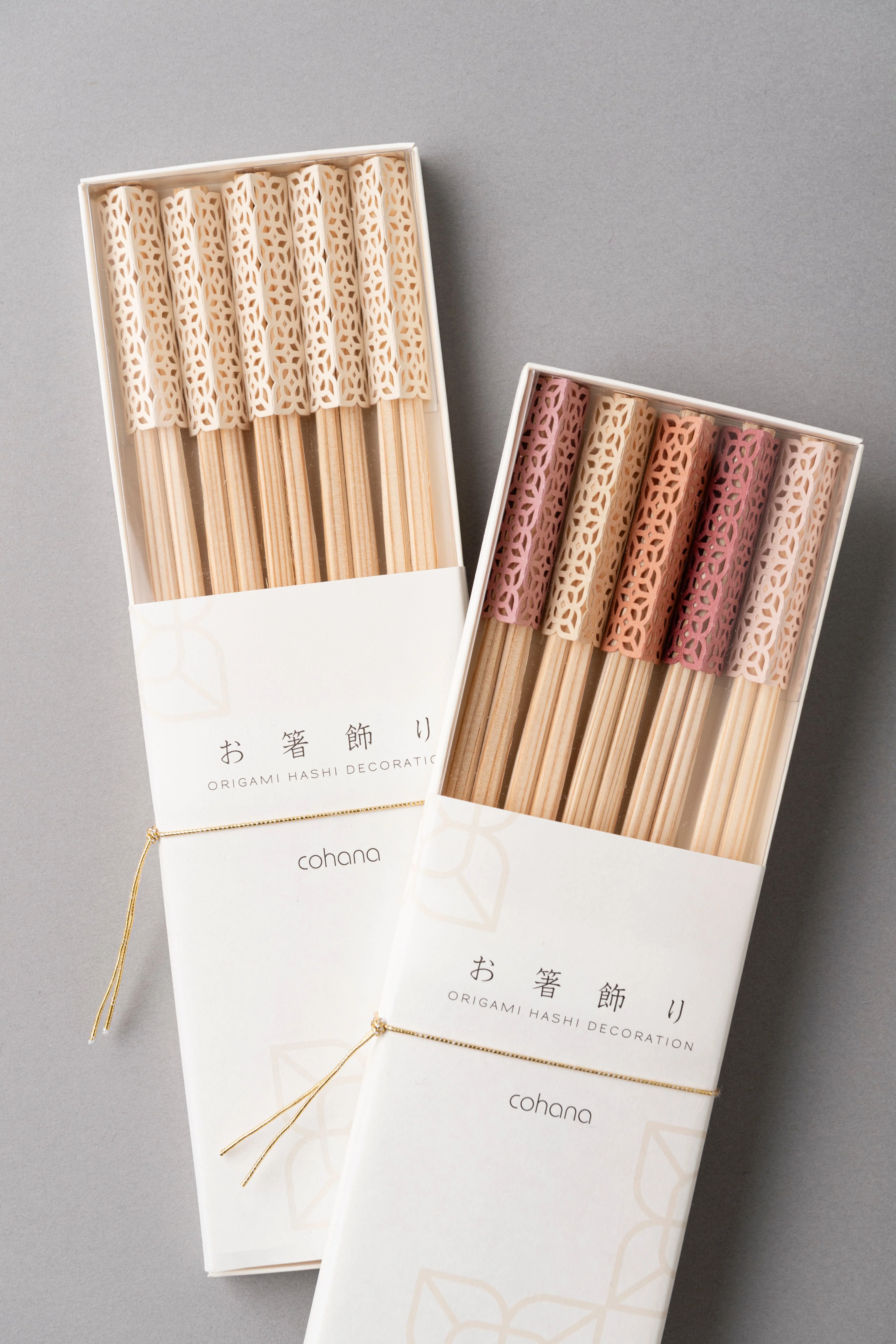 まるでレースのような お箸飾り 小桜＆白の２箱セット（利久箸付き）