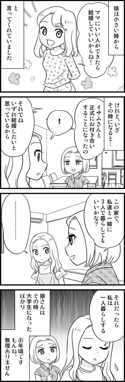 同棲をしぶる年頃の娘「少しでもいいから家族として…」シンママの思いはどうなる！？【オトナ婚#109】（サムネイル画像2）