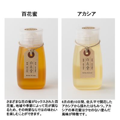 「自在堂」信州産純粋生はちみつアカシア（300g）・百花蜜（300ｇ）各1本セット（サムネイル画像2）
