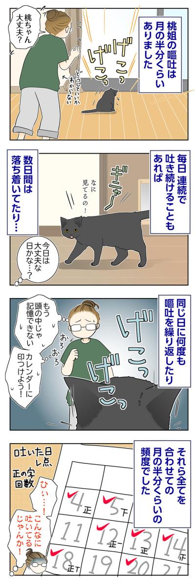 【マンガ・老猫日誌＃96】桃姐の嘔吐が止まらない〜思い出の老猫日誌・桃姐と小論（サムネイル画像2）